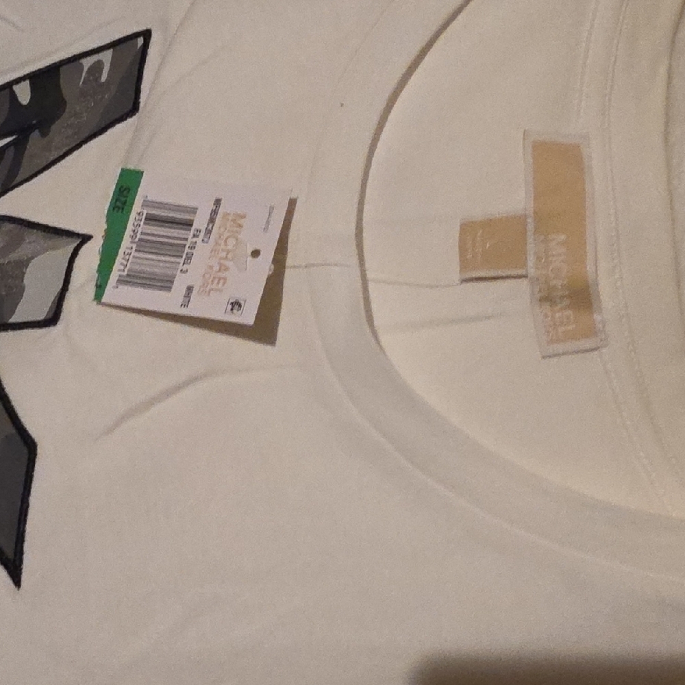 Michael Kors White Womens T-Shirt with Gray MK Logo - Picture 2 of 3